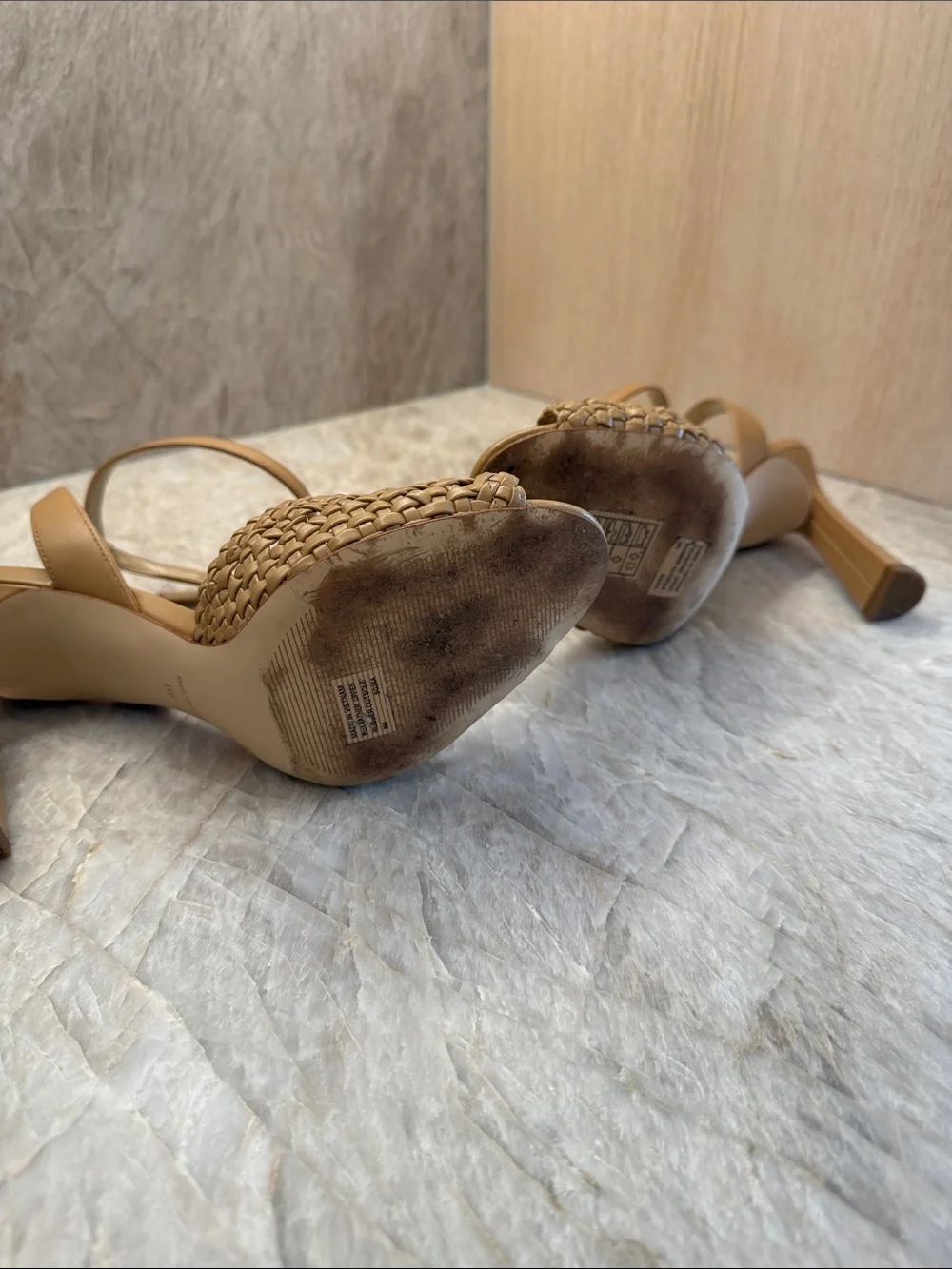 Michael Kors Tan Woven Ankle-Strap Heels